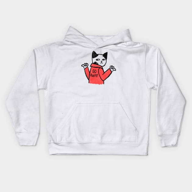 pissed cat with a jacket - go away Kids Hoodie by maggzstyle